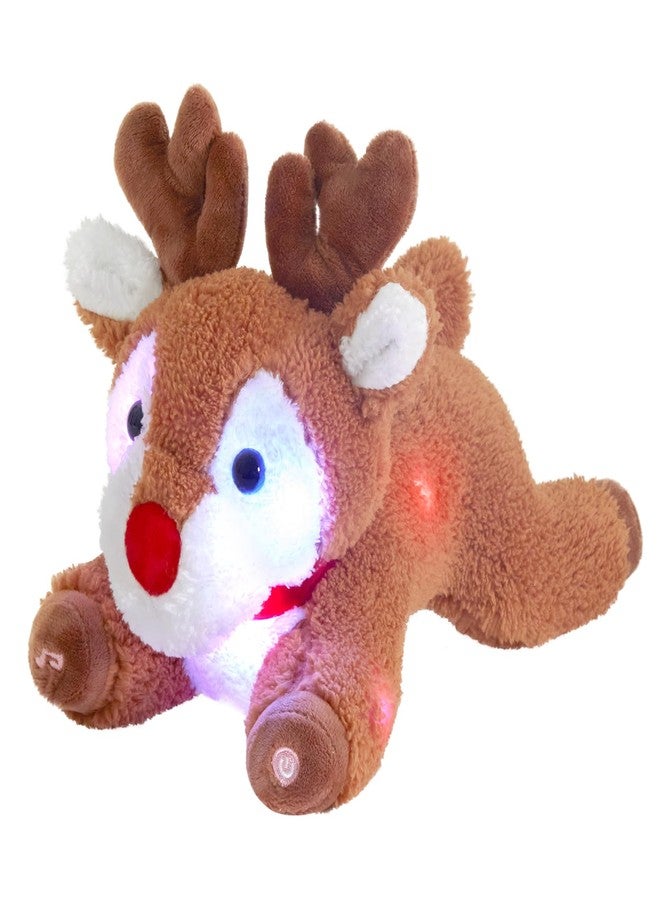 Glow Guards Christmas Reindeer Stuffed Animal Light up Music 10'' Night Light LED Glowing Singing Elk Plush Toy Decoration Birthday (Light Brown) - Image 1